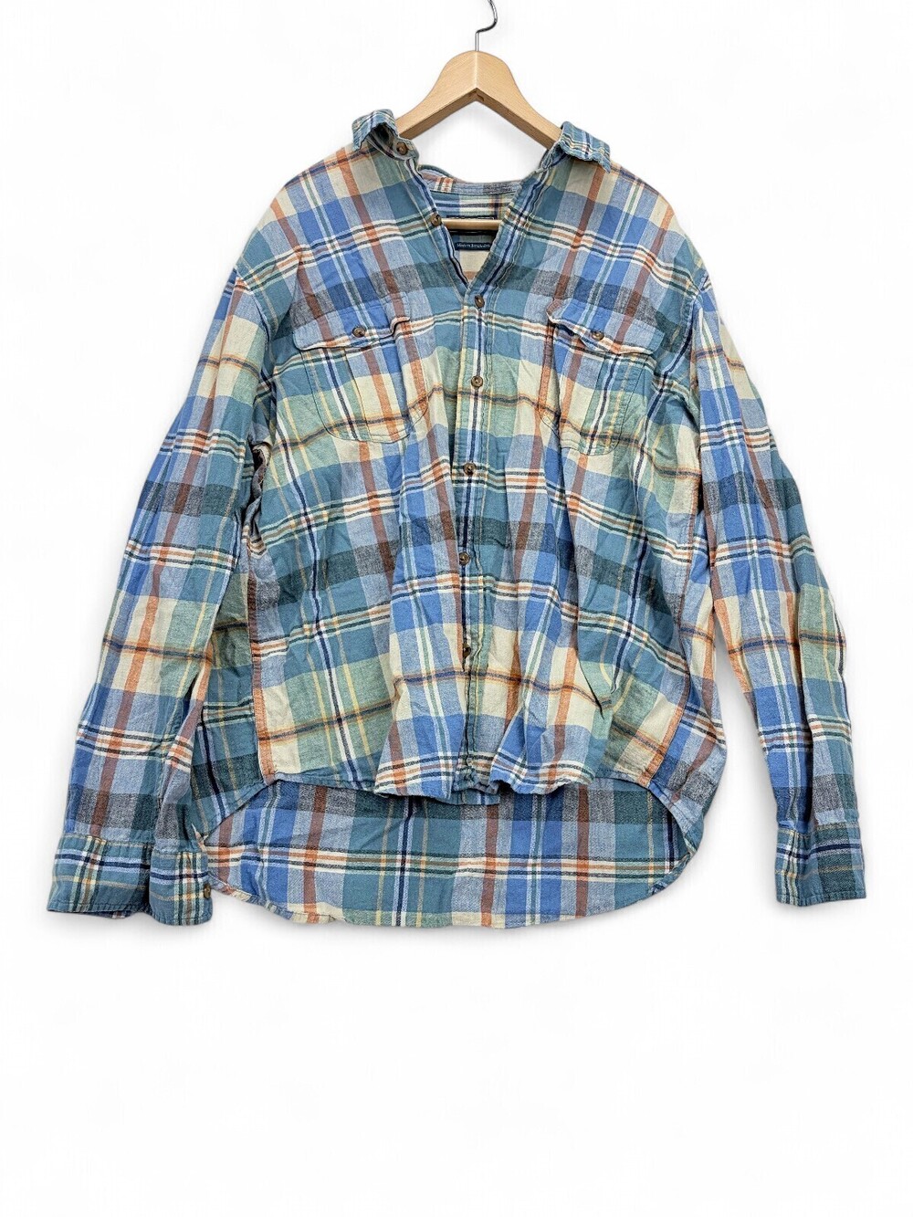 Biltmore Men's XL Cotton-Linen Plaid Button Down Shirt